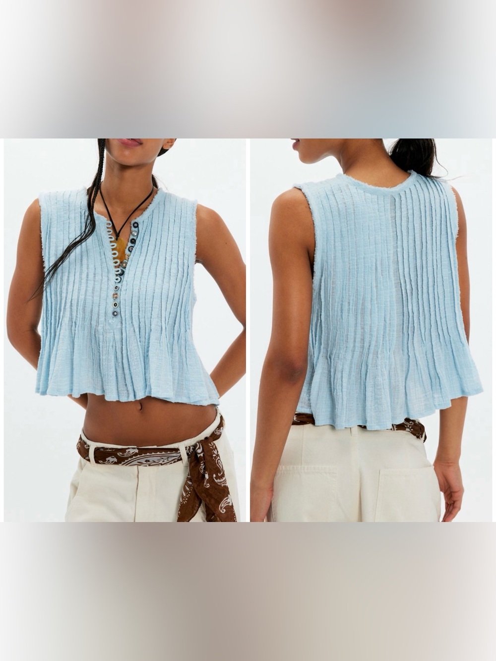 NWT Free People FP One Parker Tank - starlight blue - XS